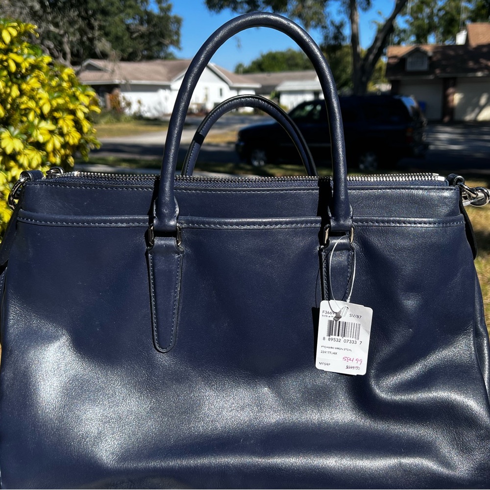 🛑SOLD🛑 Coach Navy Blue Morgan Patchwork Leather Satchel NWT Fast Shipping F36698 - Picture 4 of 14